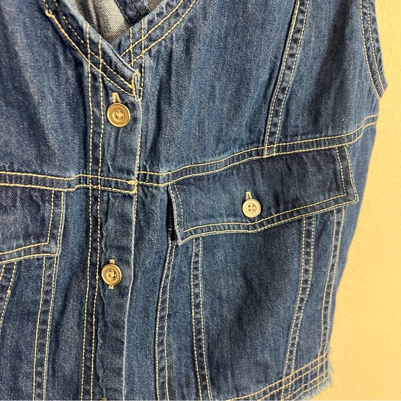 Anthropologie Pilcro coastal cutoff v-neck denim top button down size XL vest - Picture 10 of 14